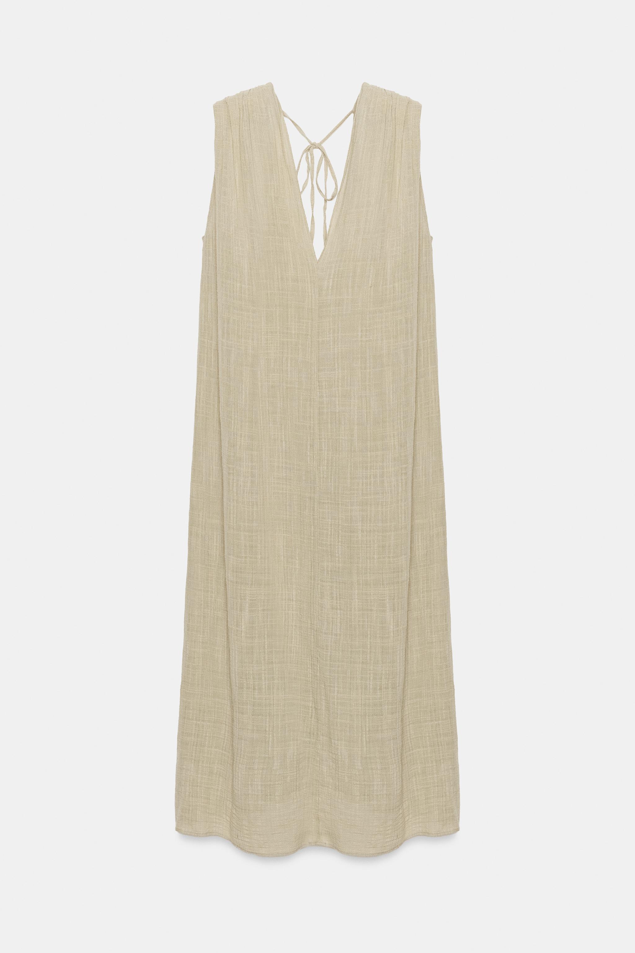 WRINKLED EFFECT GAUZE MIDI DRESS